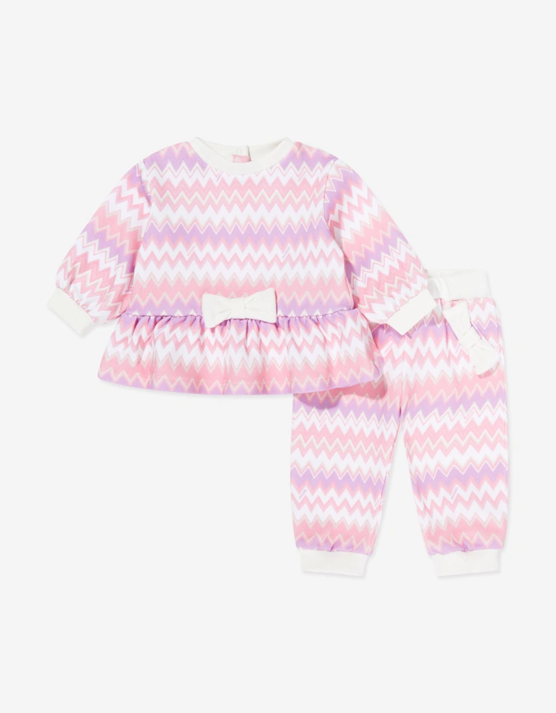 Baby Girls Zigzag Tracksuit in Pink