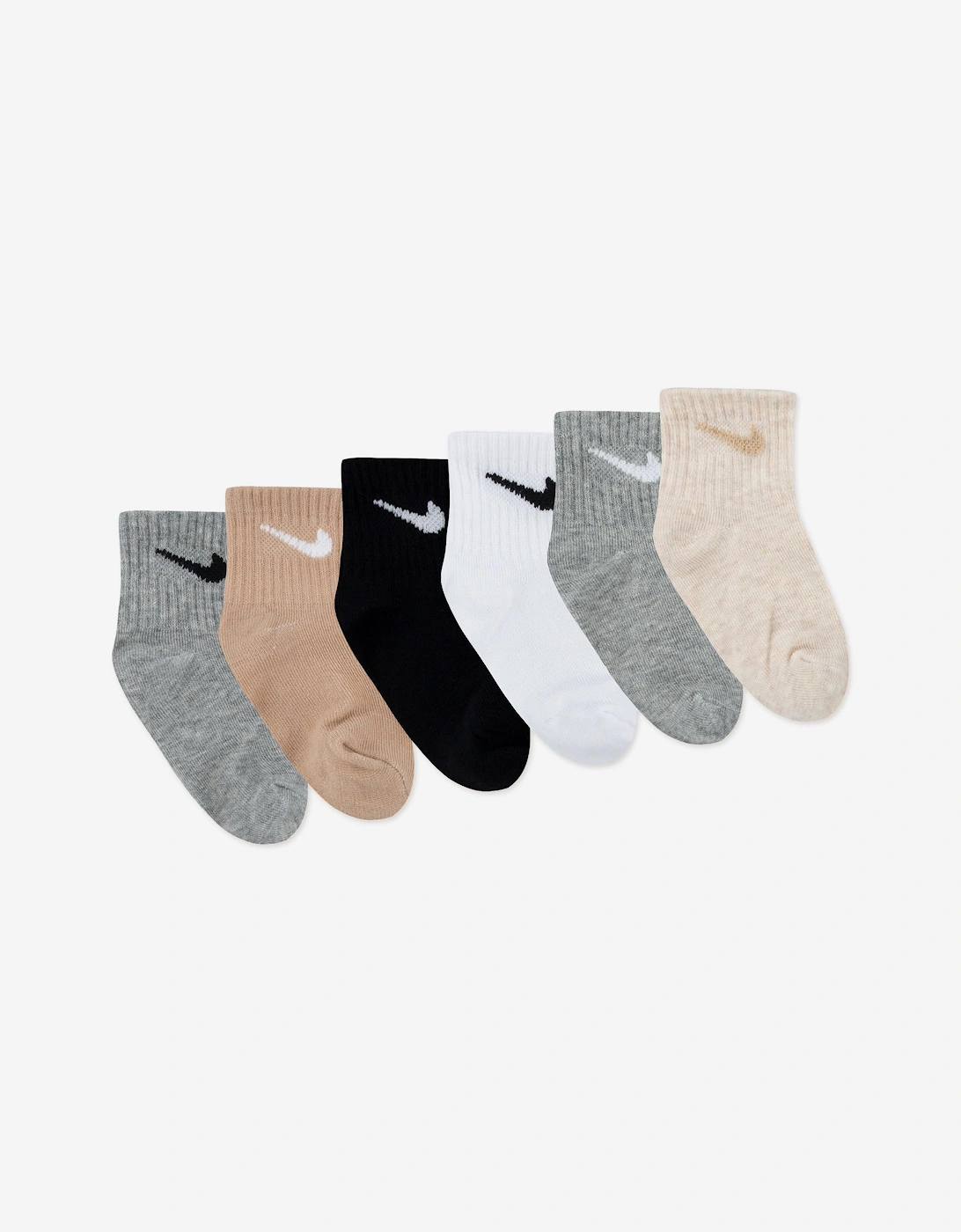 Baby Swoosh 6 Pack Ankle Socks Set in Grey