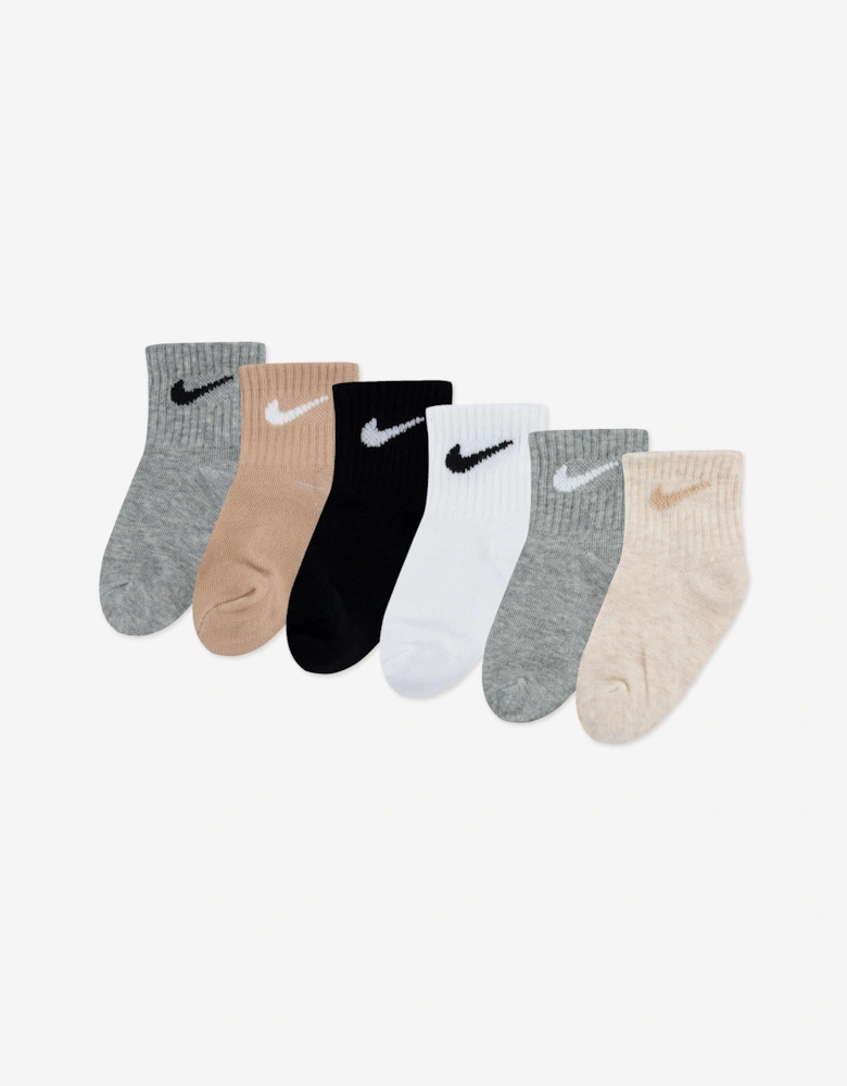 Baby Swoosh 6 Pack Ankle Socks Set in Grey