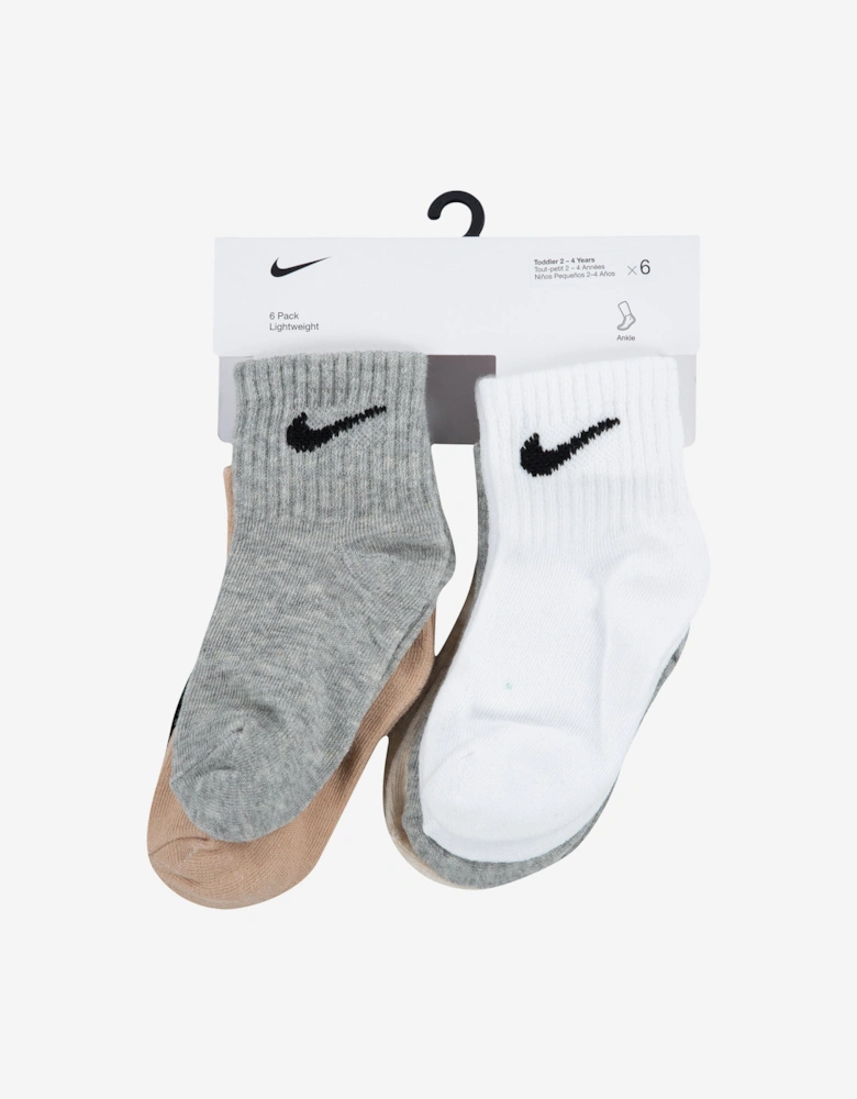 Baby Swoosh 6 Pack Ankle Socks Set in Grey