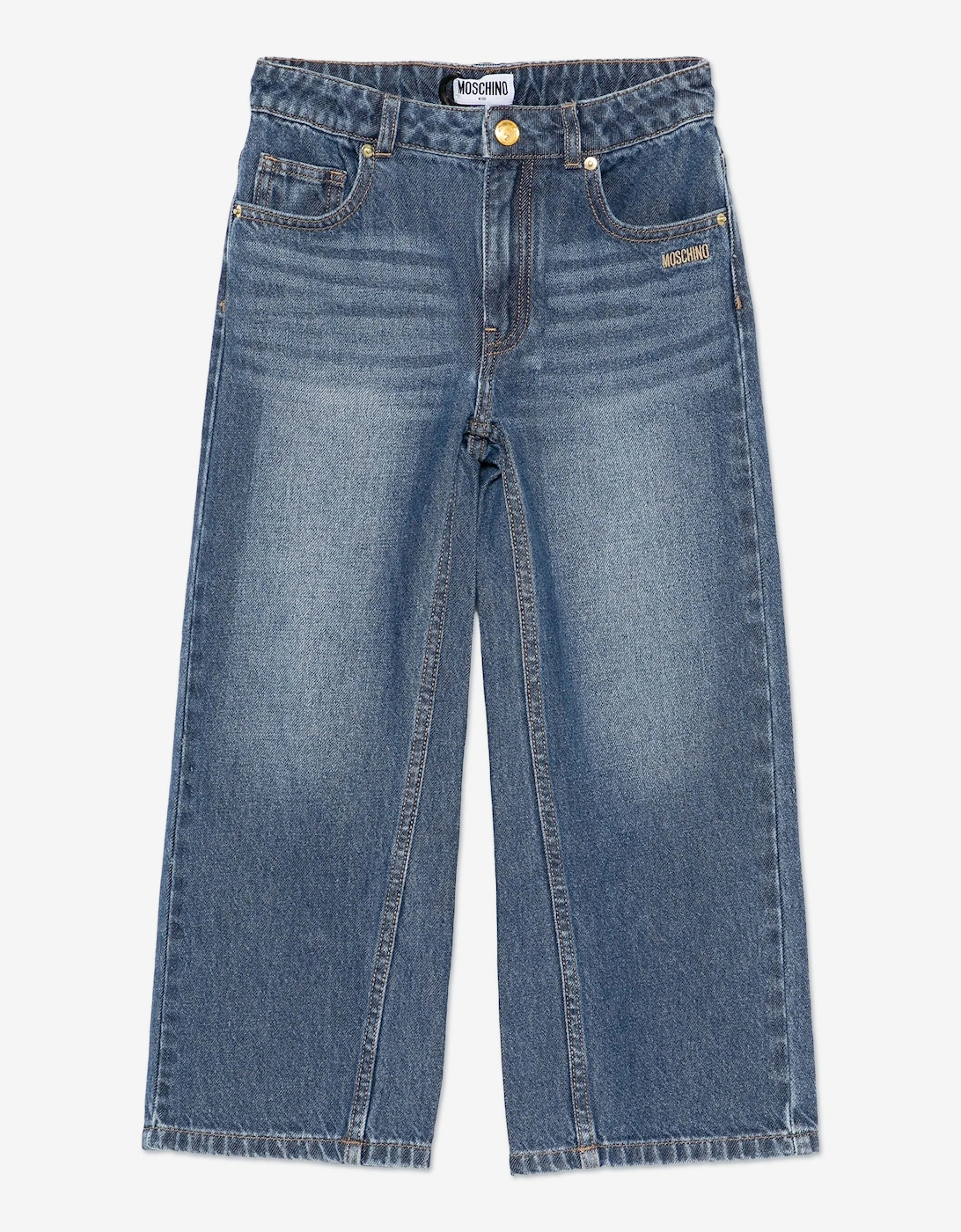 Girls Wide Leg Teddy Bear Jeans in Blue, 5 of 4