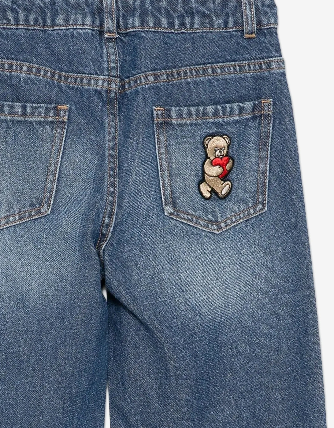 Girls Wide Leg Teddy Bear Jeans in Blue
