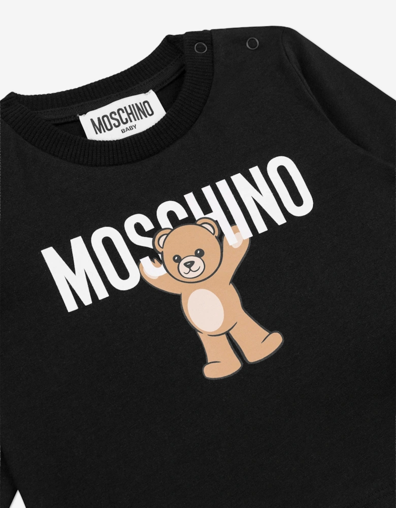 Baby Long Sleeve Teddy T-Shirt in Black