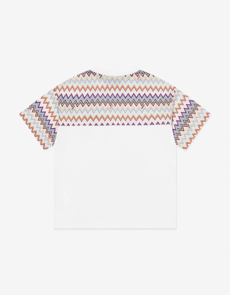 Boys Zigzag Logo Pocket T-Shirt in White