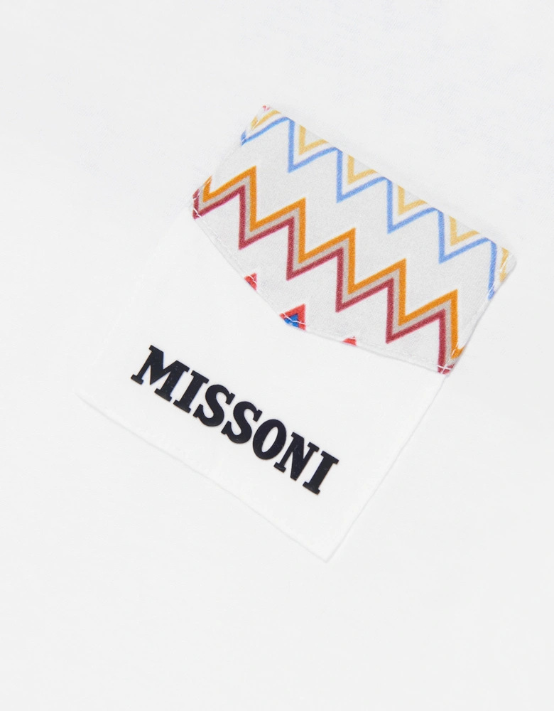 Boys Zigzag Logo Pocket T-Shirt in White