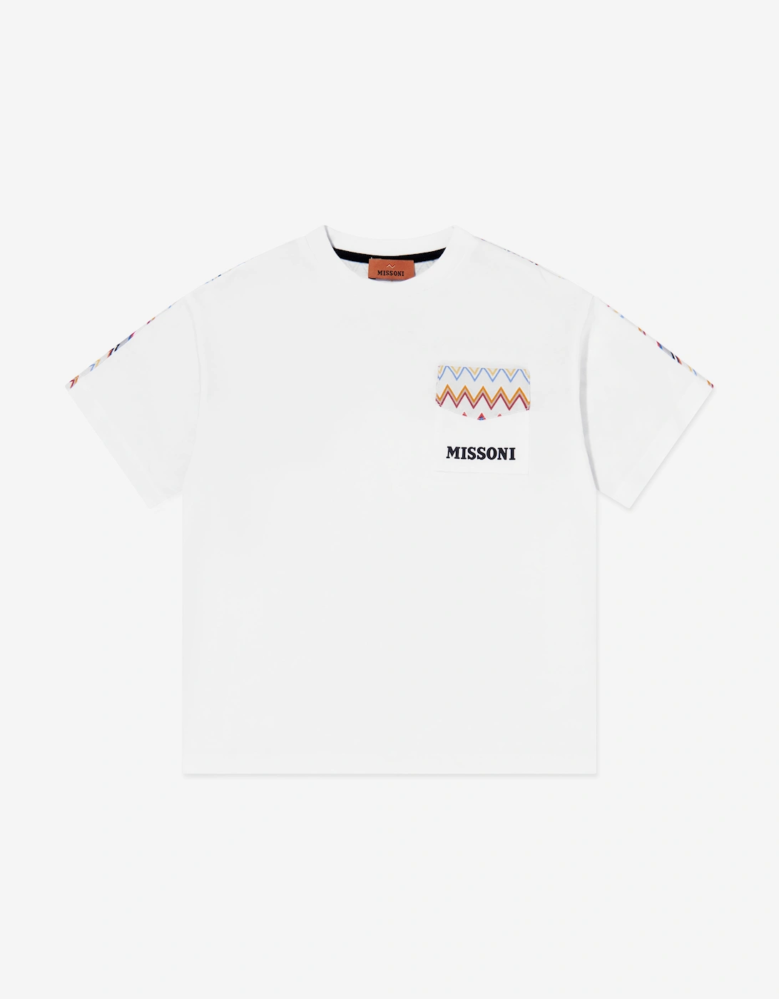 Boys Zigzag Logo Pocket T-Shirt in White, 5 of 4