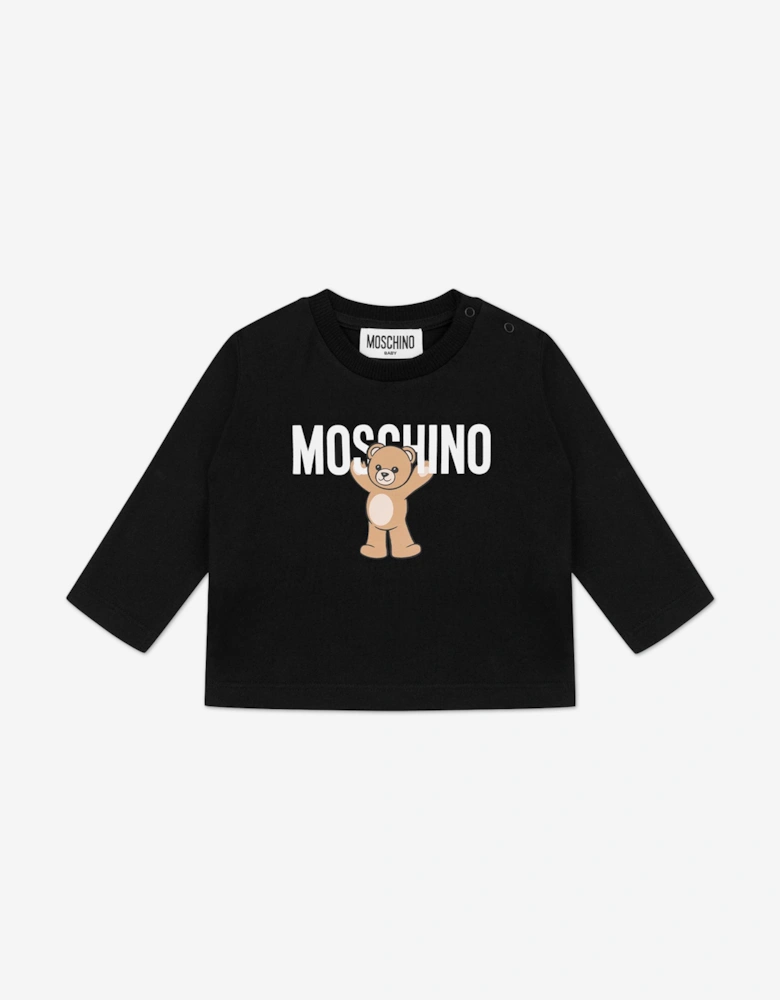 Baby Long Sleeve Teddy T-Shirt in Black