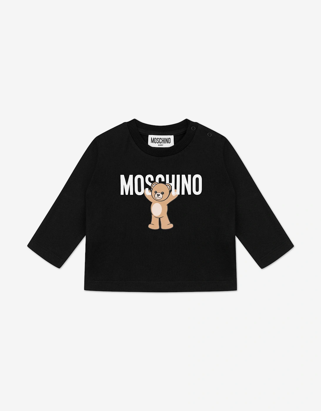 Baby Long Sleeve Teddy T-Shirt in Black, 5 of 4