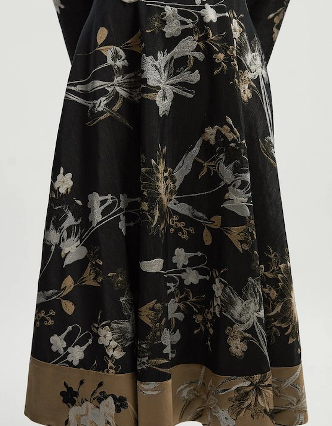 Floral Jacquard Tailored Full Midi Skirt