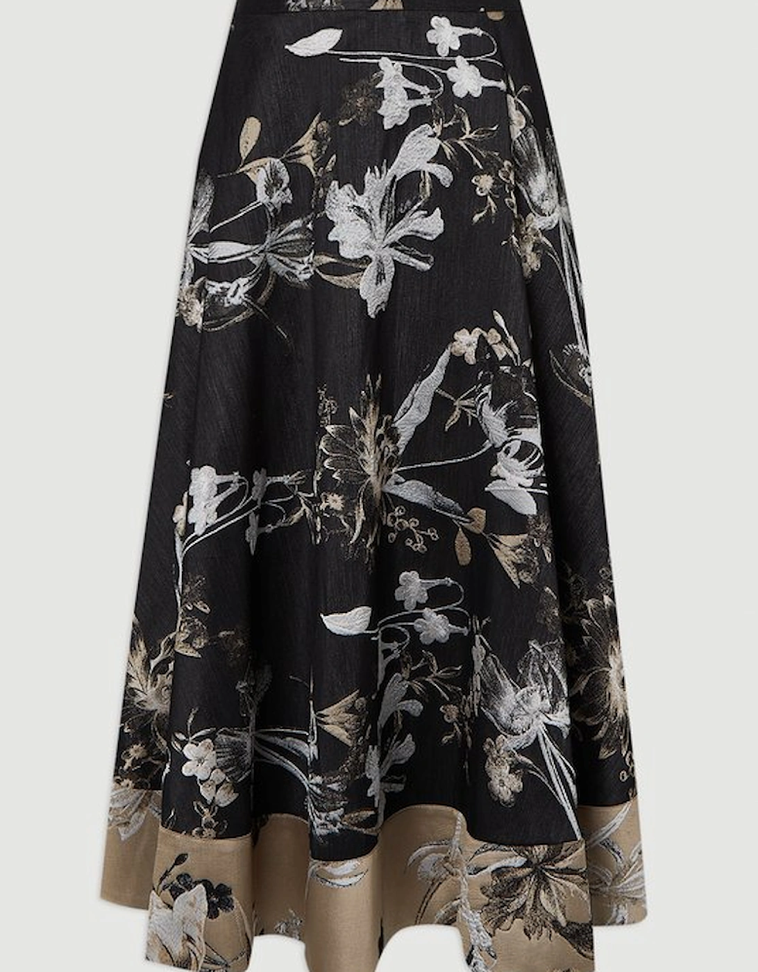 Floral Jacquard Tailored Full Midi Skirt