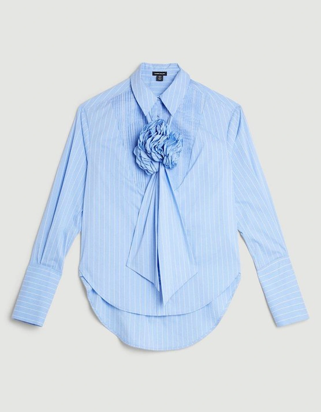 Striped Cotton Woven Shirt With Rosette