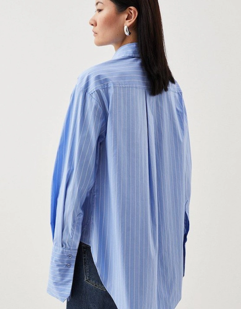 Striped Cotton Woven Shirt With Rosette