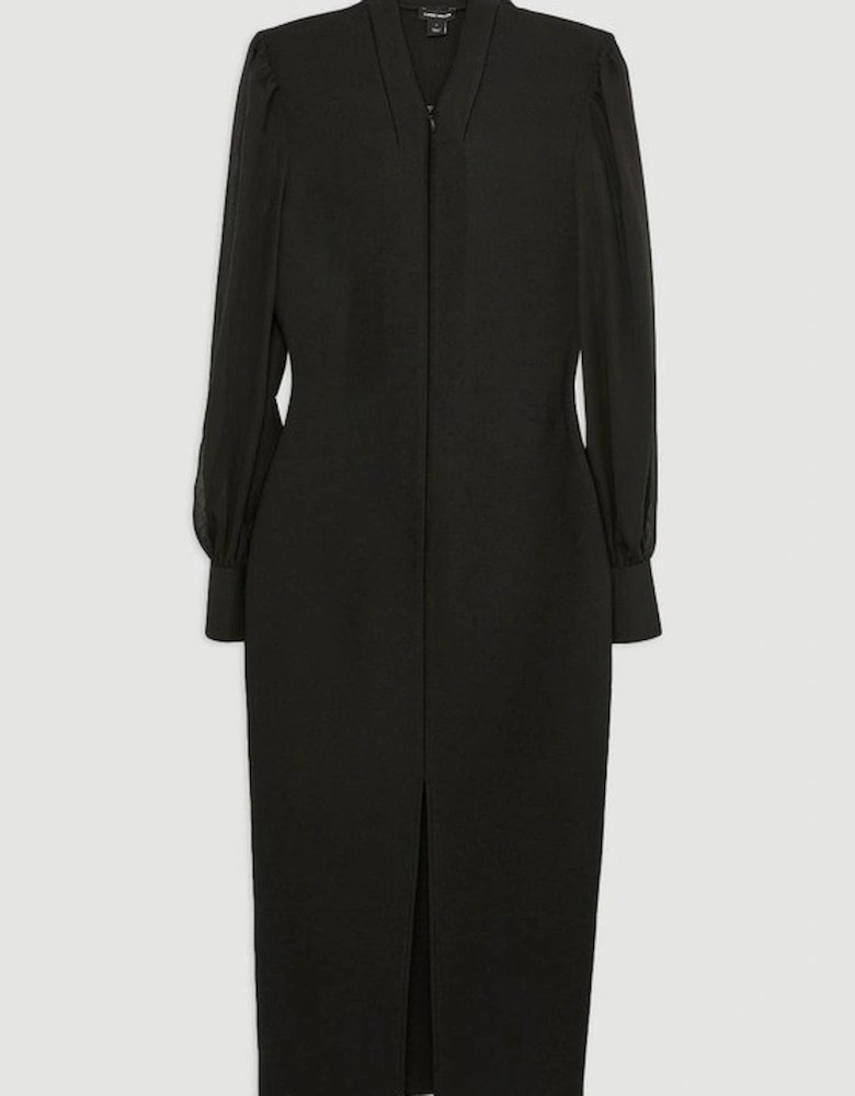 Bandage Figure Form Zip Detail Chiffon Sleeve Knit Dress