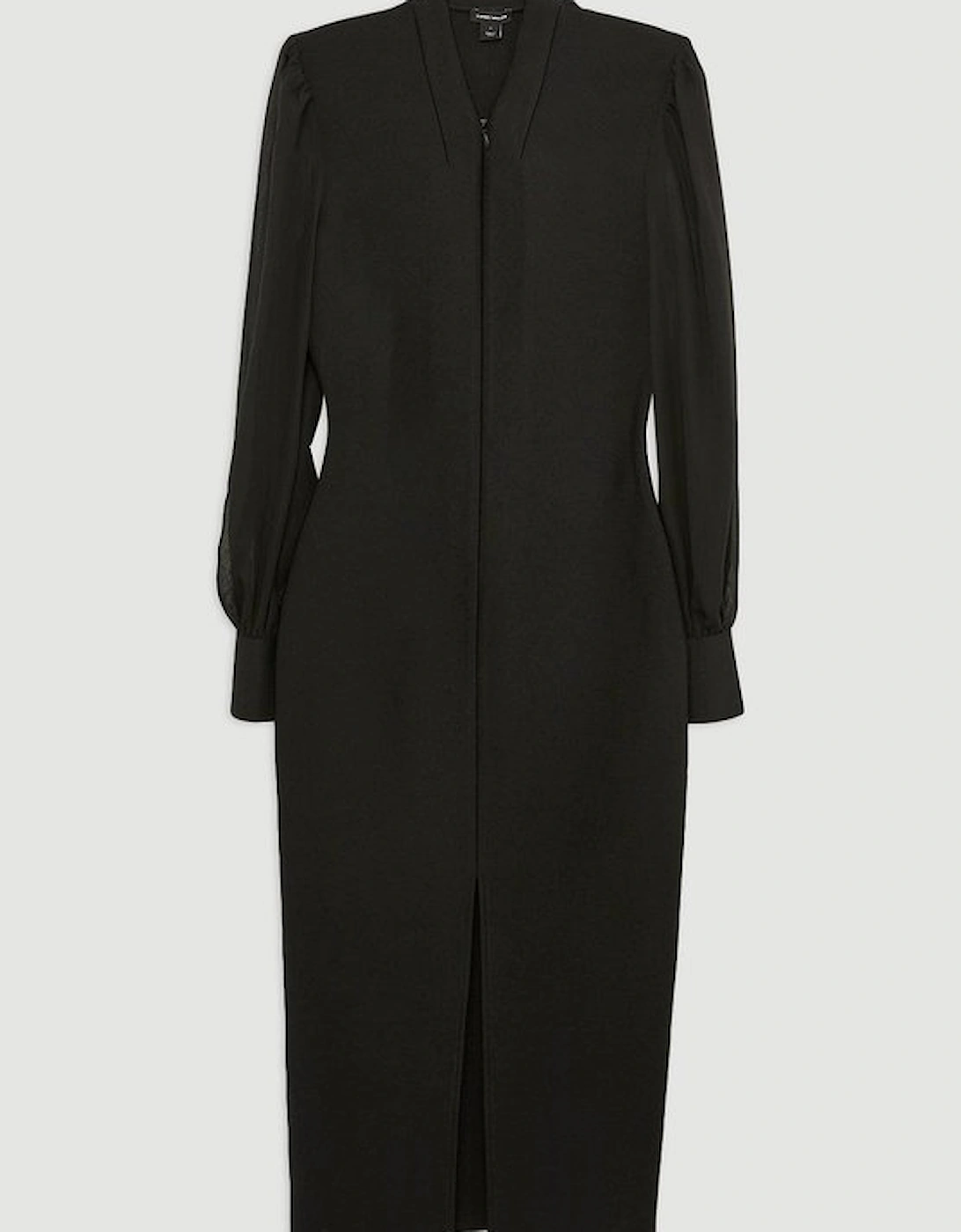 Bandage Figure Form Zip Detail Chiffon Sleeve Knit Dress