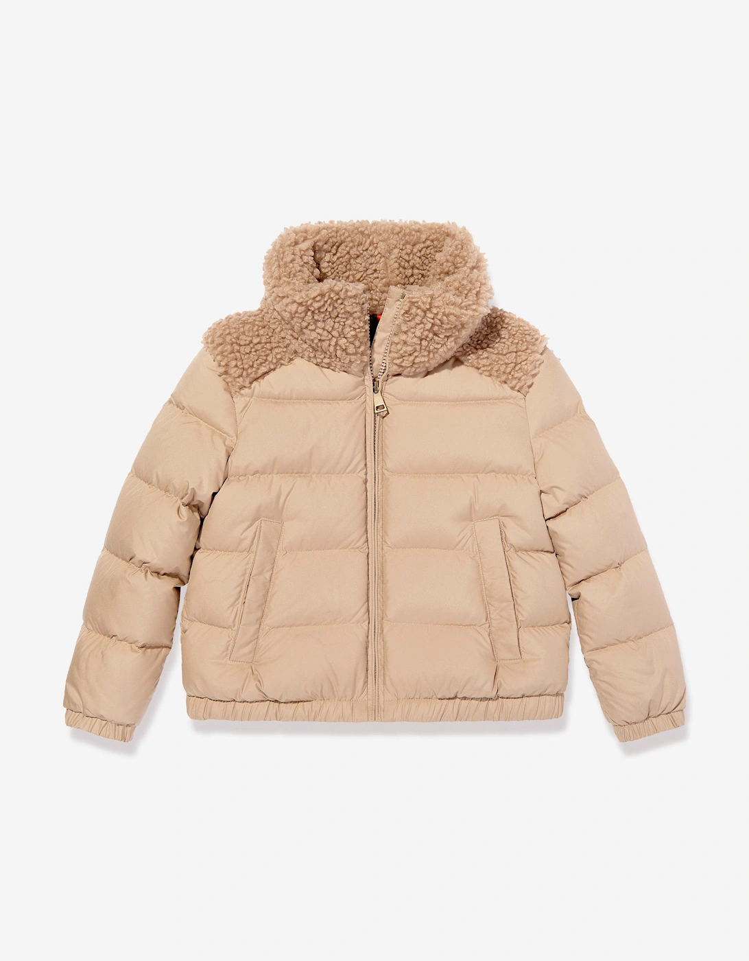 Girl's Moncler Enfant Girls Vard Down Padded Jacket in Beige - Cream - Size: 10 years