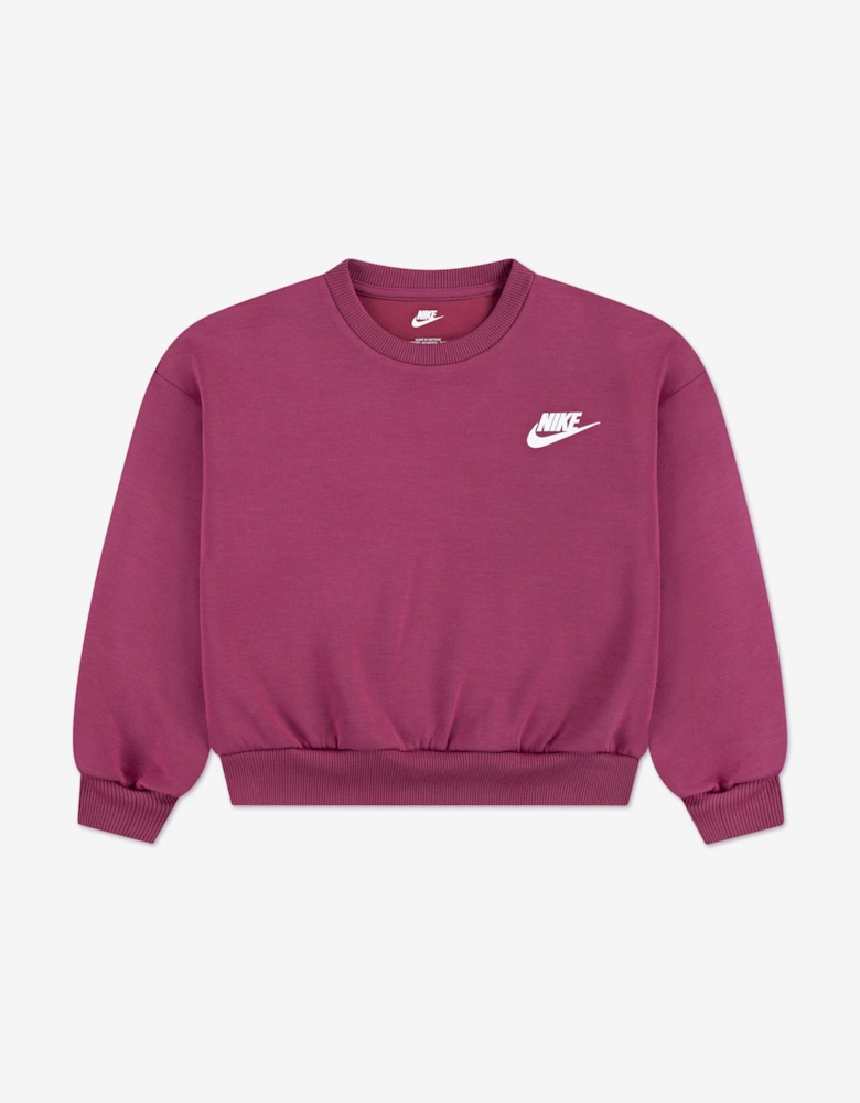 Girls Crew Wide Leg Tracksuit in Pink