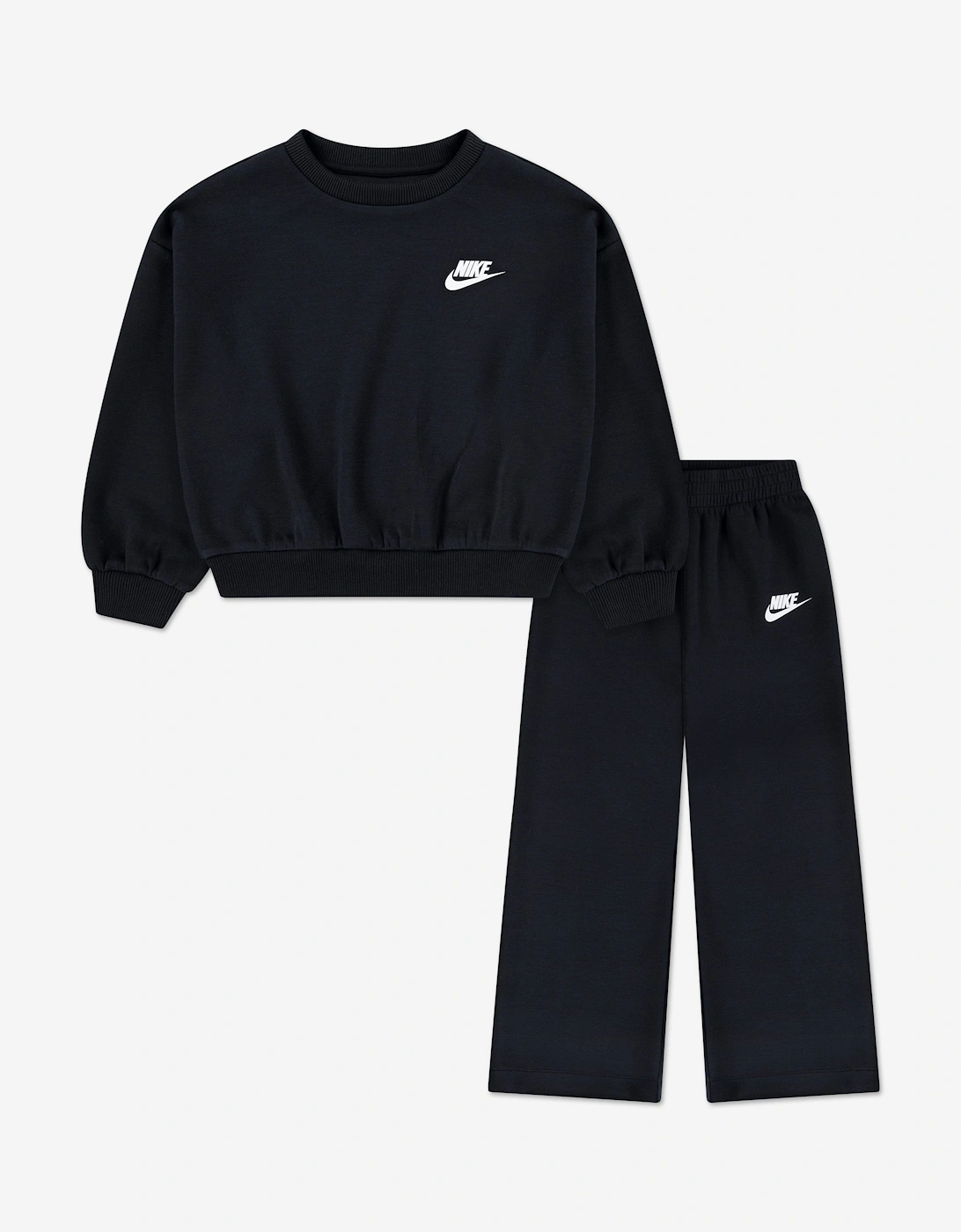 Nike Girls Crew Wide Leg Tracksuit in Black - Size: 18-24 months/2 years