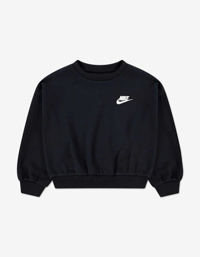 Girls Crew Wide Leg Tracksuit in Black