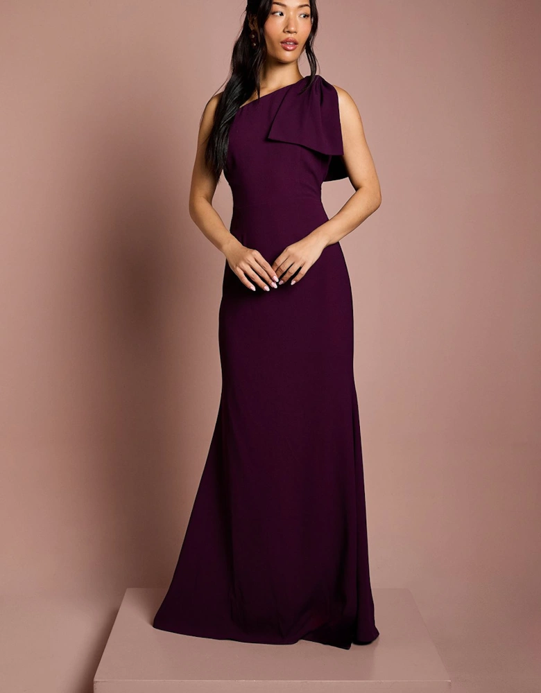 Honoured Bow One Shoulder Maxi Bridesmaid Dress