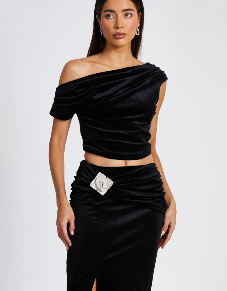Black Velvet Asymmetric Top