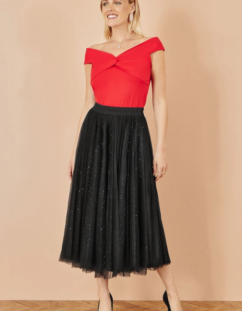 Black Sparkle Mesh Tulle Skirt