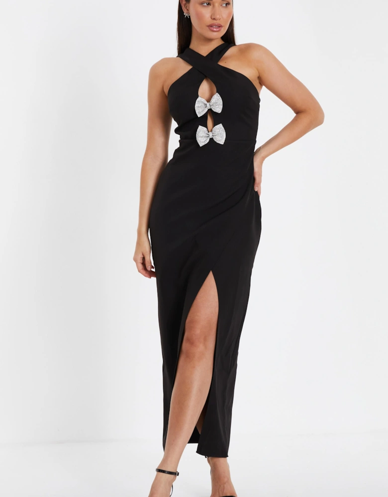 Black Bow Front Maxi Dress
