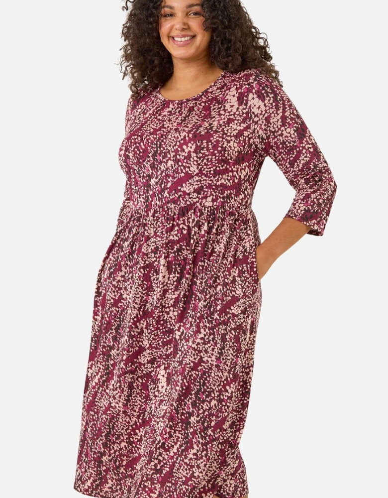 Curve Spot Print Stretch Midi Dress