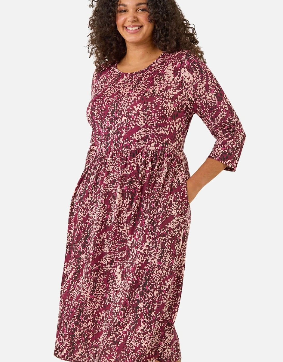Curve Spot Print Stretch Midi Dress, 2 of 1