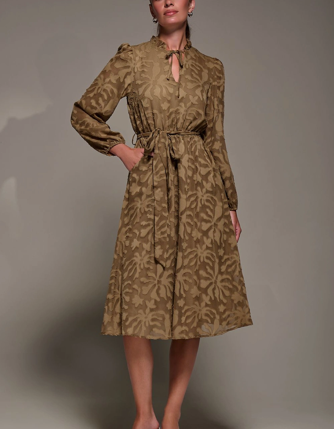 Tie Neck Chiffon Midi Dress, 2 of 1