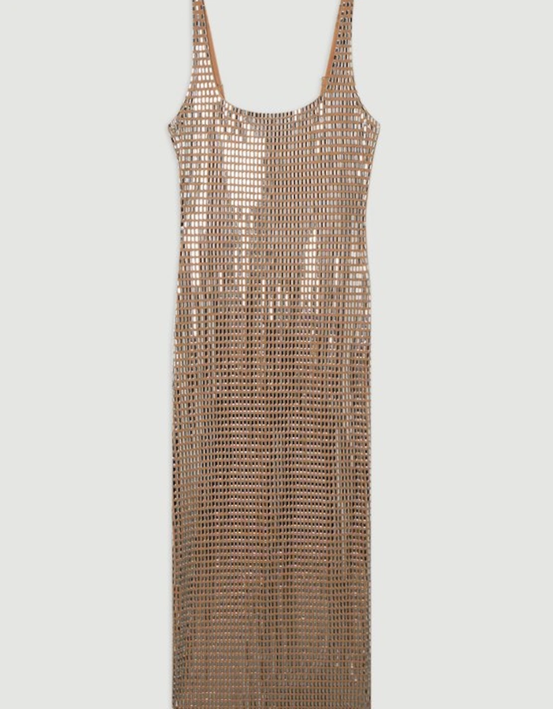 Premium Crystal Embellished Jersey Midi Dress