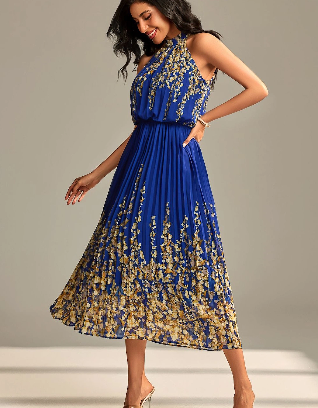 Mirrored Chiffon Pleated Halter Neck Max, 2 of 1