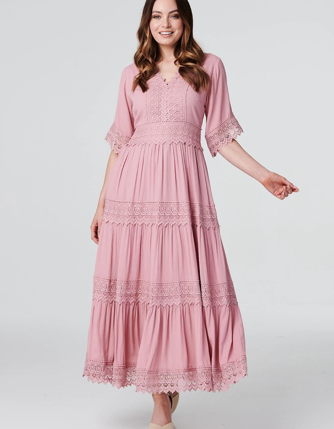 Short Sleeve Crochet Maxi Dress, 2 of 1