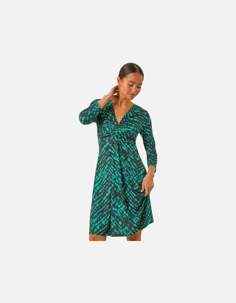 Petite Abstract Twist Front Dress