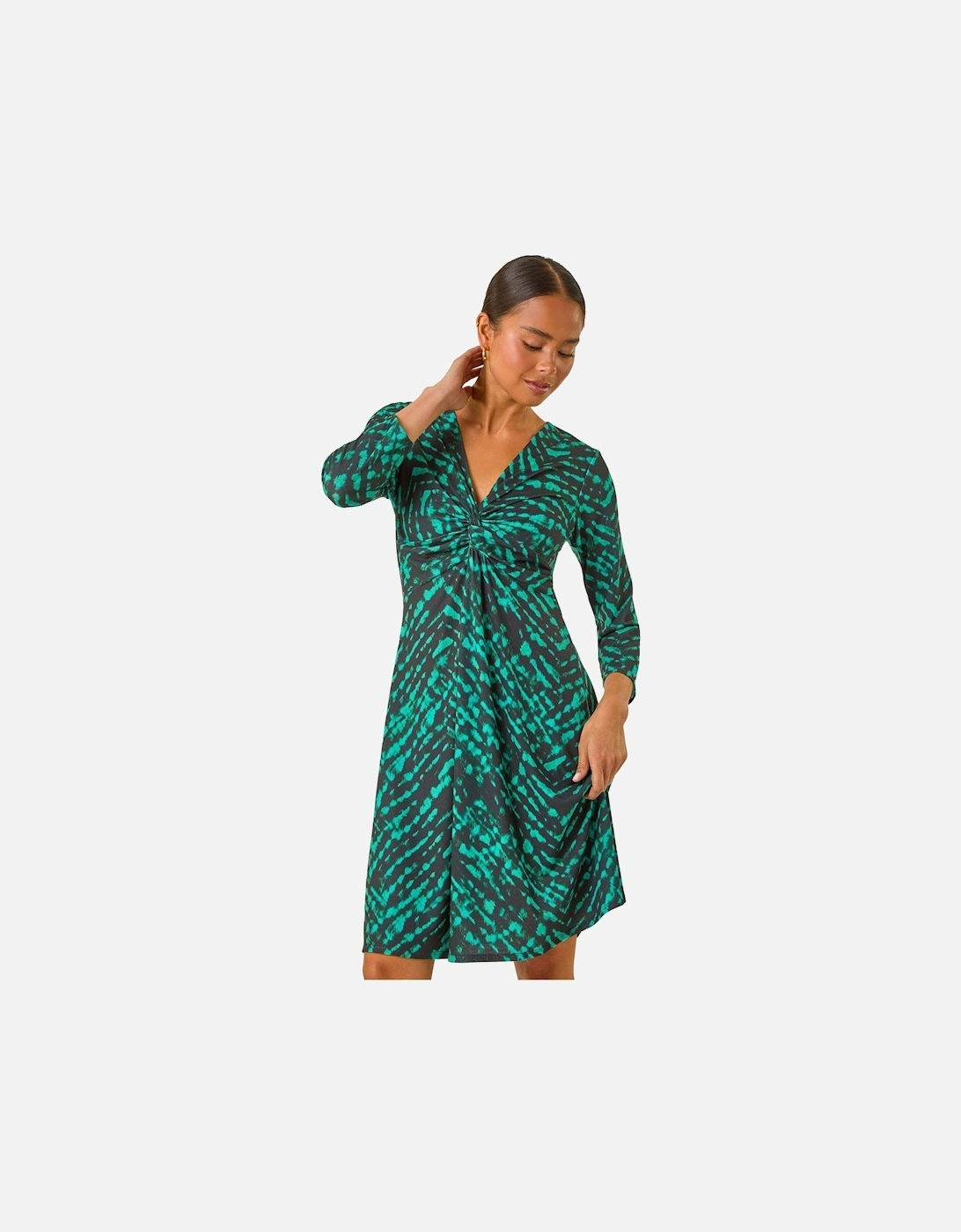 Petite Abstract Twist Front Dress, 2 of 1