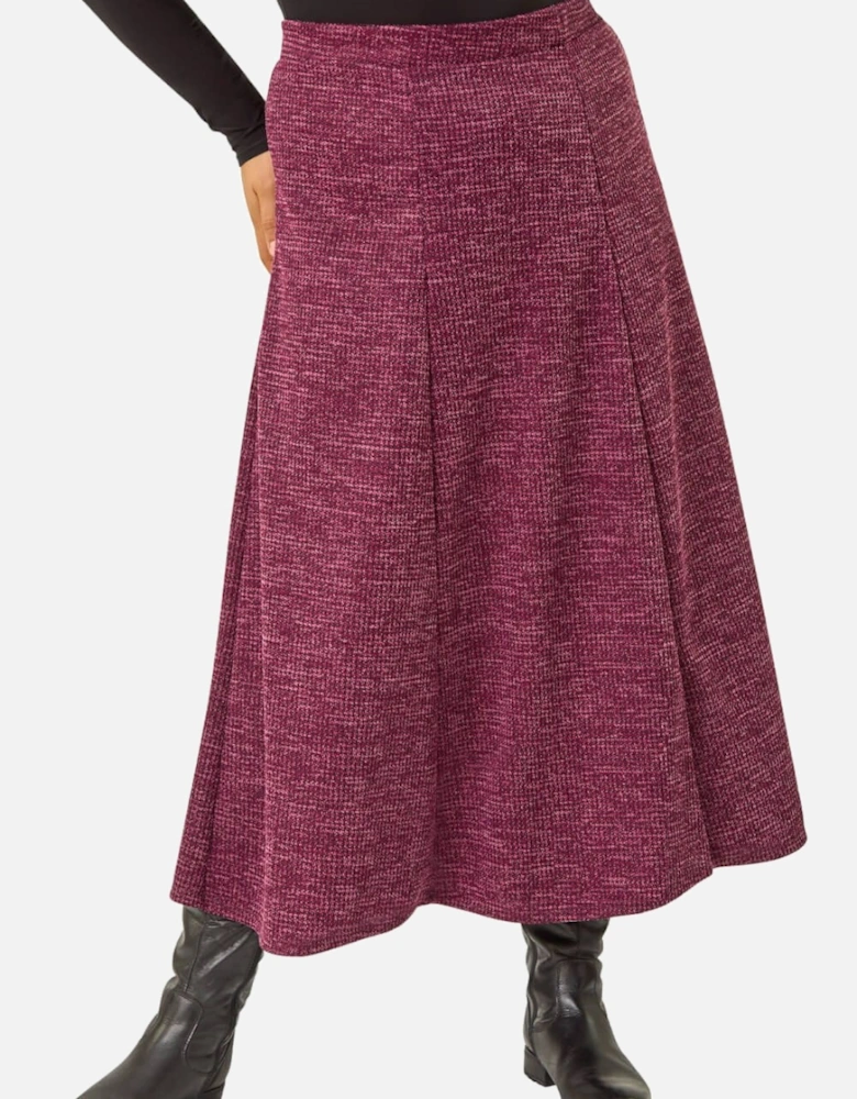 Curve Check Stretch Midi Skirt