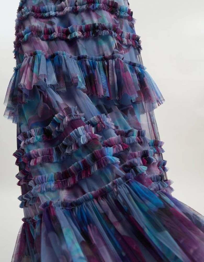 Tulle Layered Halter Neck Maxi Dress
