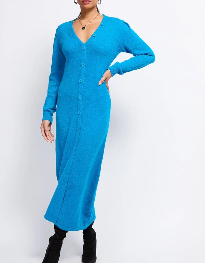 Azure Blue Knit Midaxi Dress