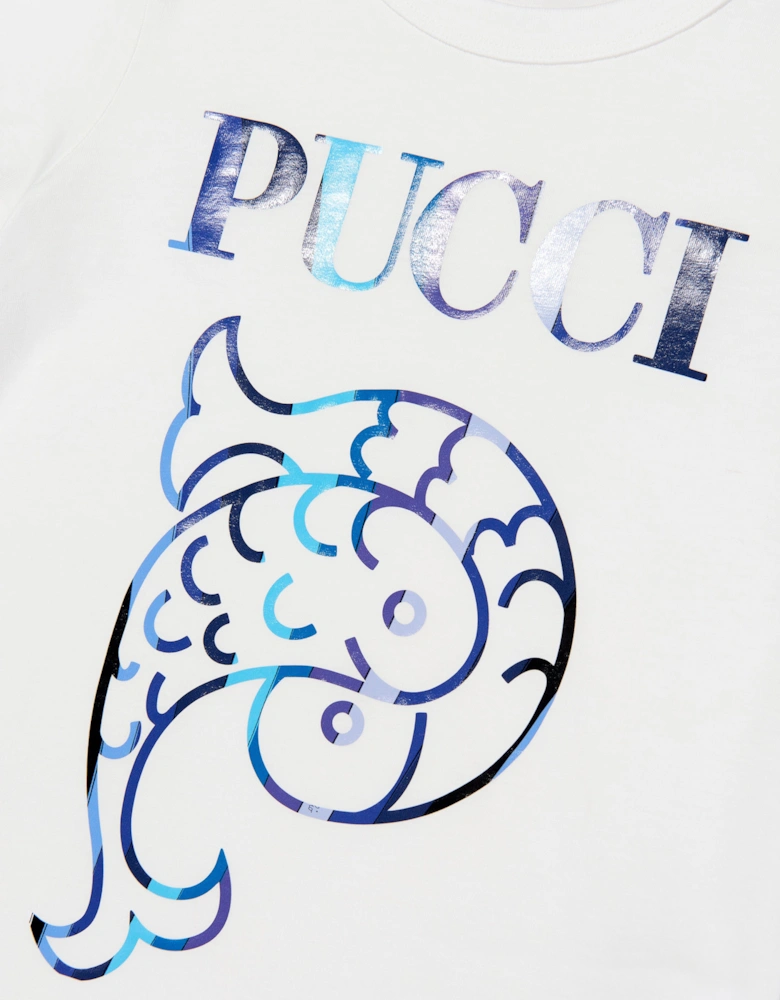 Girls Fish Logo T-Shirt in Ivory