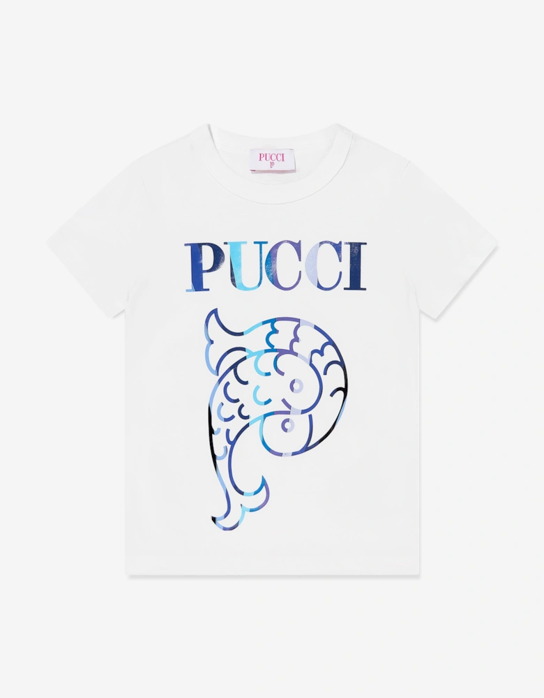 Girls Fish Logo T-Shirt in Ivory