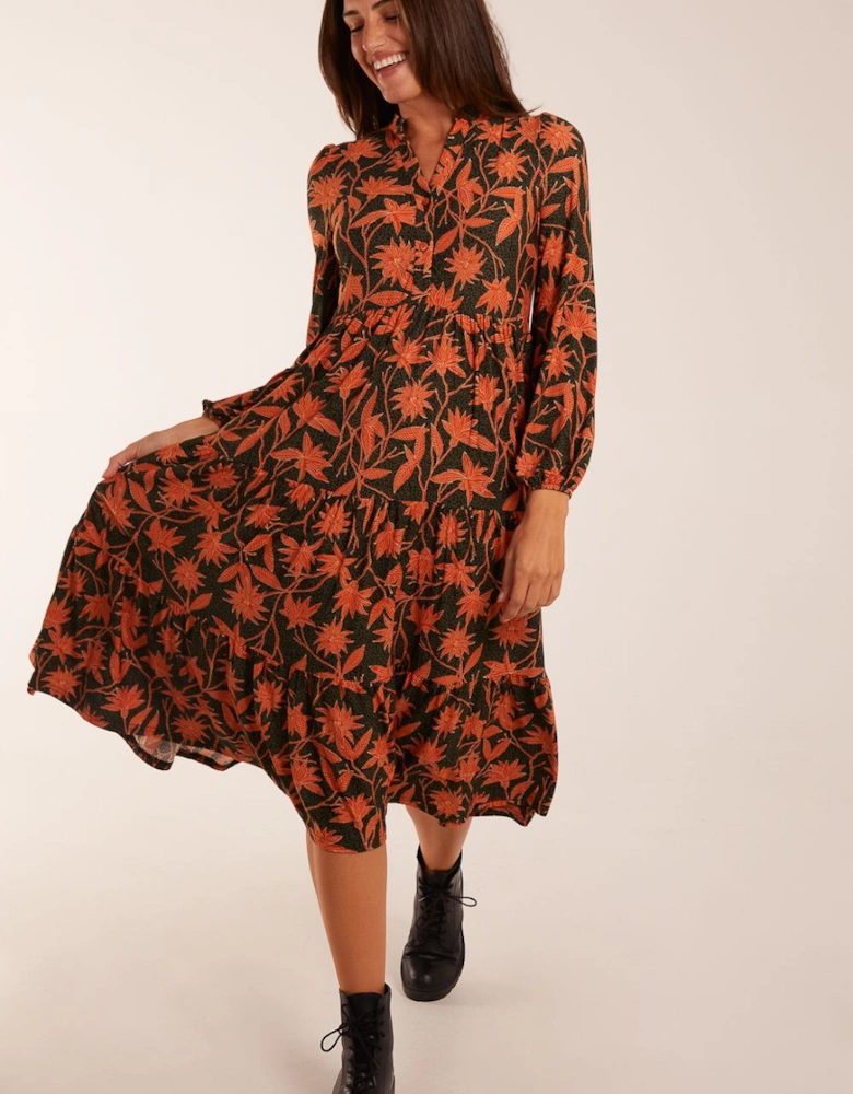 Collar Trapeze Midi Dress