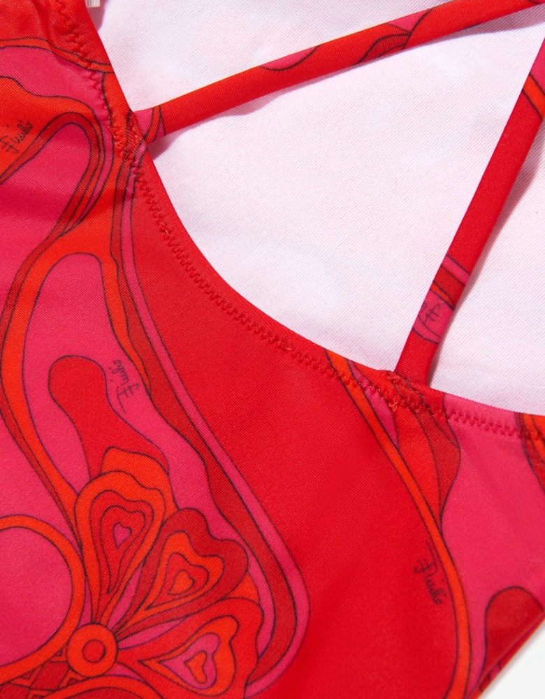 Baby Girls Orchidee Print Swimsuit in Red
