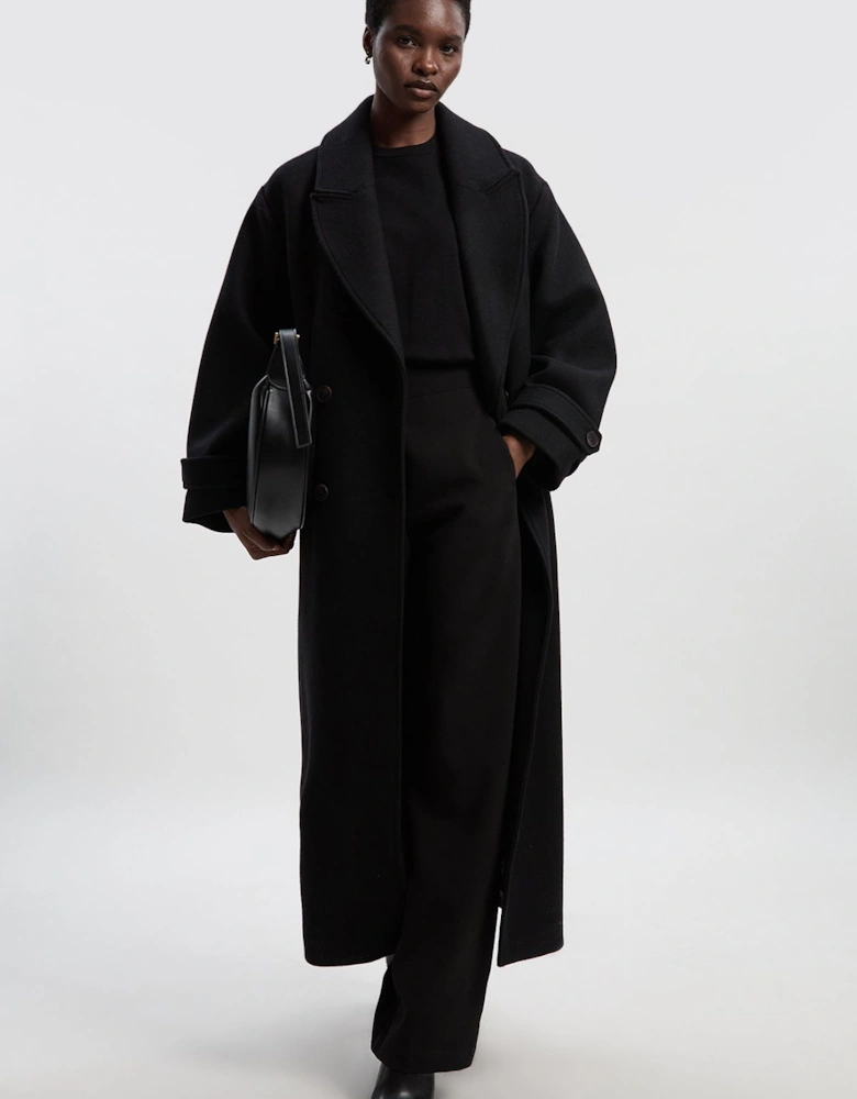 Wool Oversized Double Breasted Tailored Midi Coat