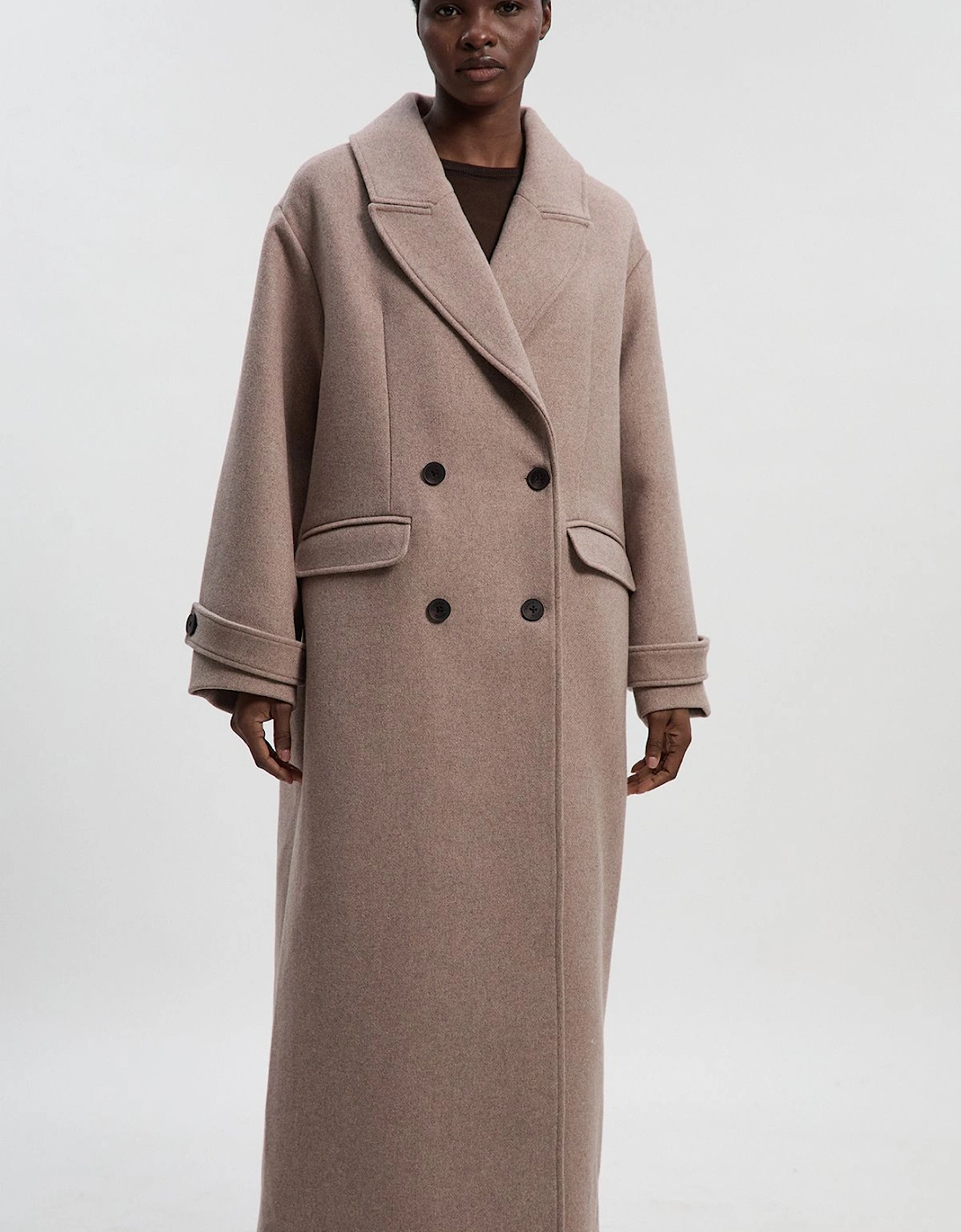 Wool Oversized Double Breasted Tailored Midi Coat, 2 of 1