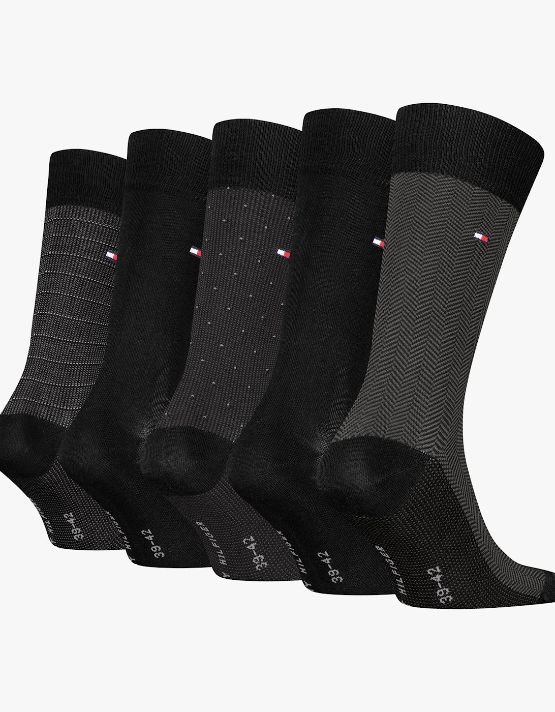 5 Pack Giftbox Herringbone Mens Socks Black