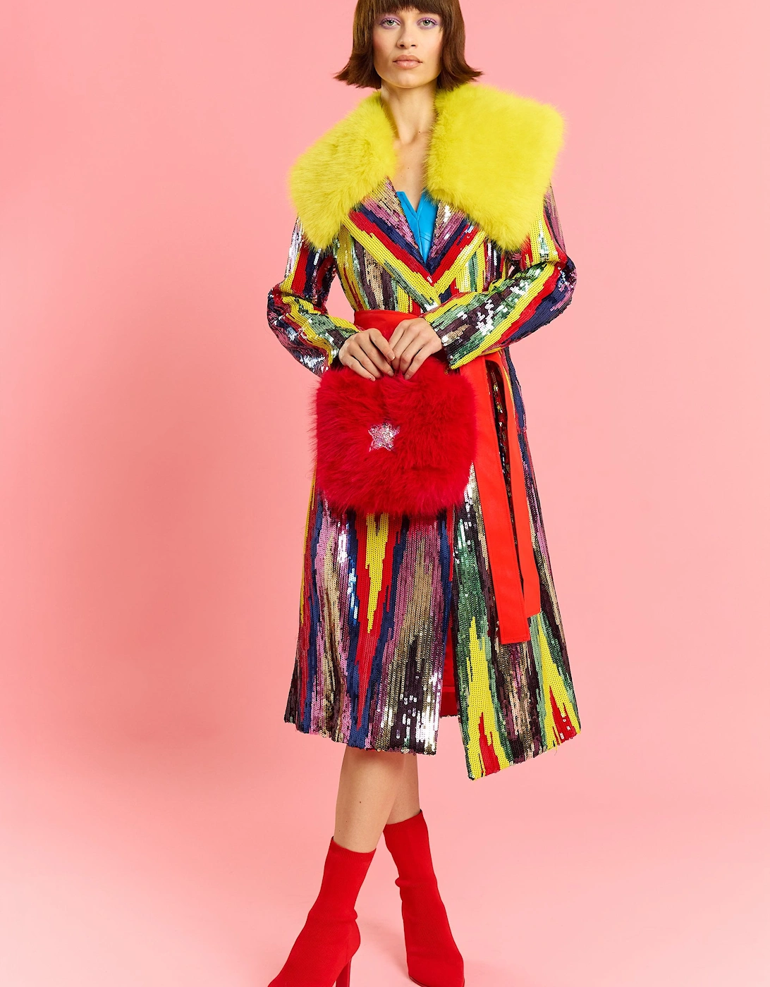 Red Faux Fur Sequin Star Bag, 5 of 4