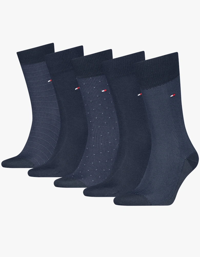 5 Pack Giftbox Herringbone Mens Socks Navy