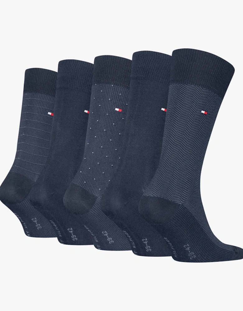 5 Pack Giftbox Herringbone Mens Socks Navy