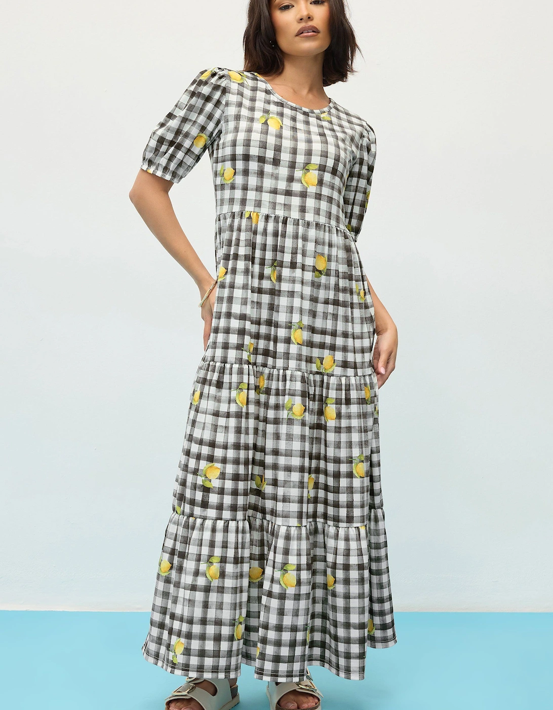 Petite Lemon Gingham Smock Dress, 2 of 1