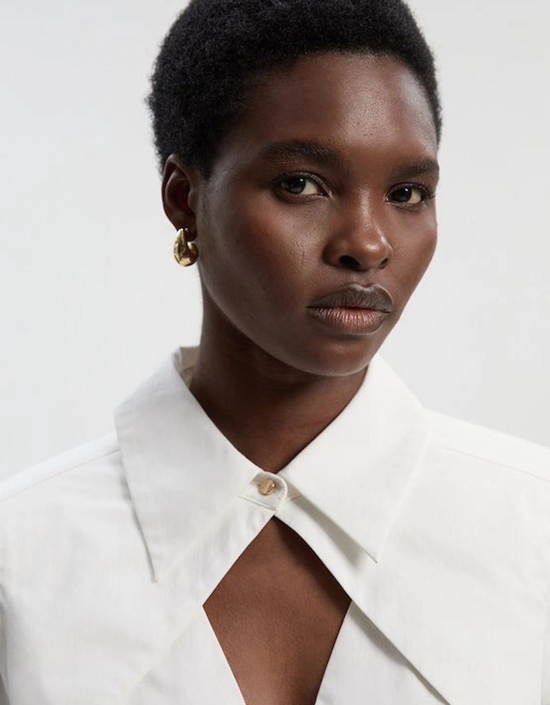 Stretch Cotton Cut Out Detail Woven Shirt