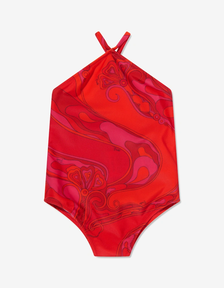 Baby Girls Orchidee Print Swimsuit in Red